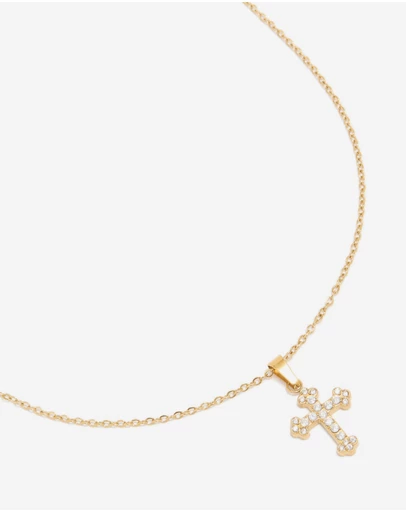 Lovisa - Waterproof Gold Plated Stainless Steel Mini Cross Short Necklace