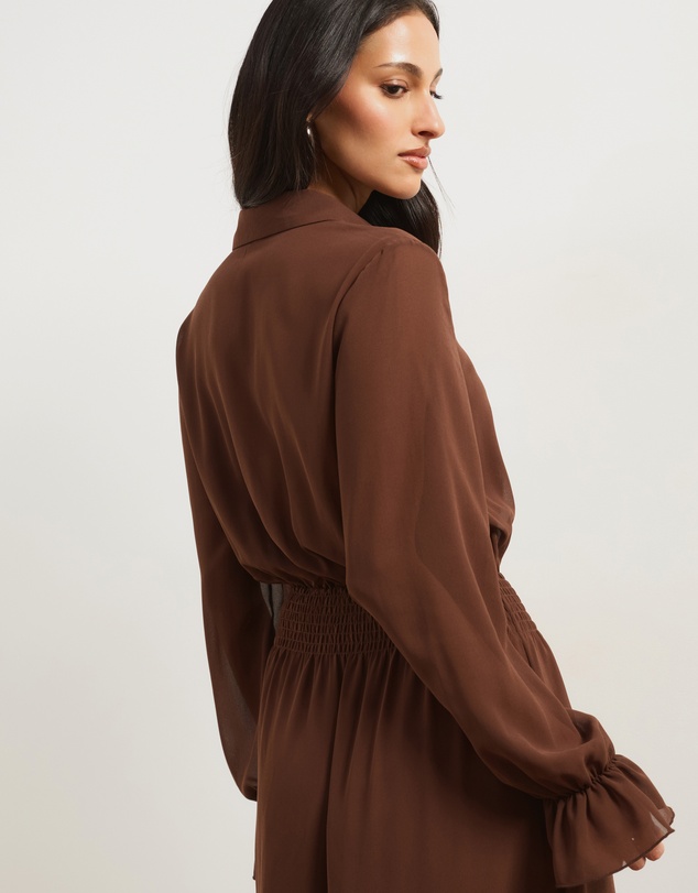 Atmos&Here - Button Through Shirred Waist Maxi Dress
