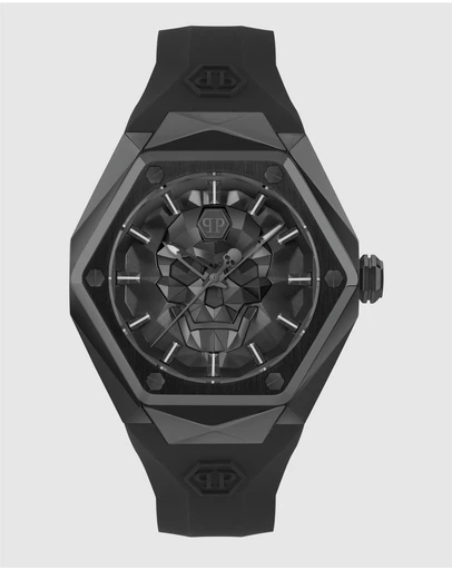 Philipp Plein - $kull Spikes 45mm Black Dial and Silicone Strap