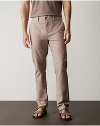 Trenery - Regular Fit Yarn Dyed Cotton Dobby Chino in Cocoa