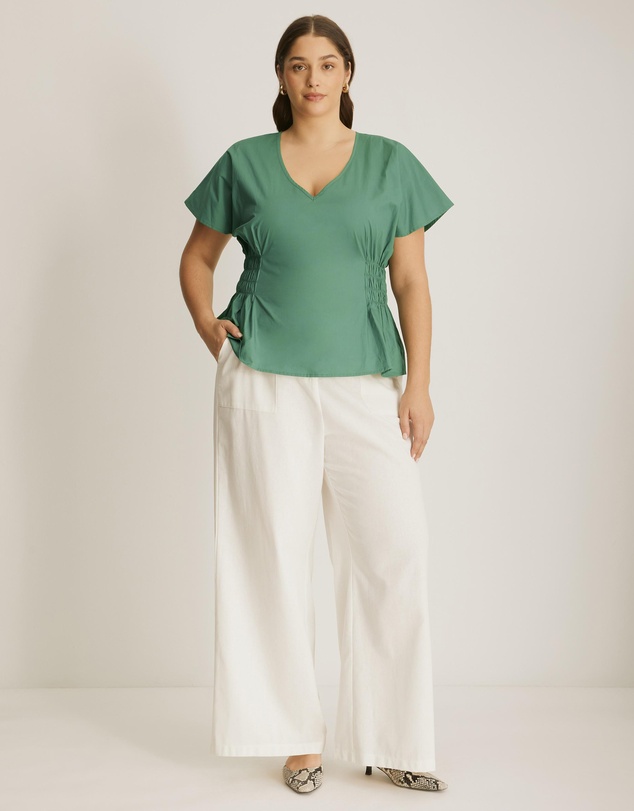 Atmos&Here Curvy - Solene V-Neck Flutter Sleeve Top