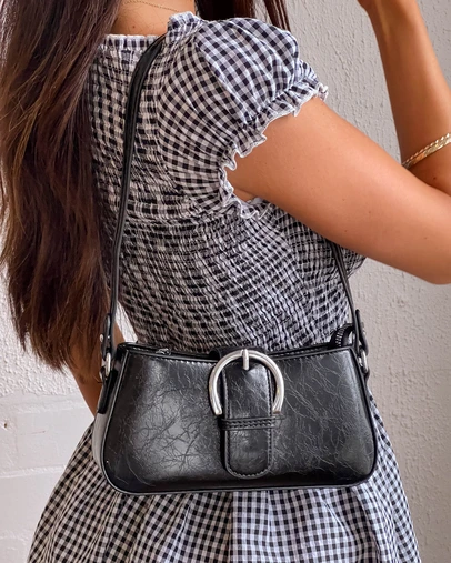 Beginning Boutique - Bowie Black PU Shoulder Bag