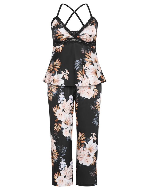 City Chic - Plus size Arcadia Cami Pant Set - black