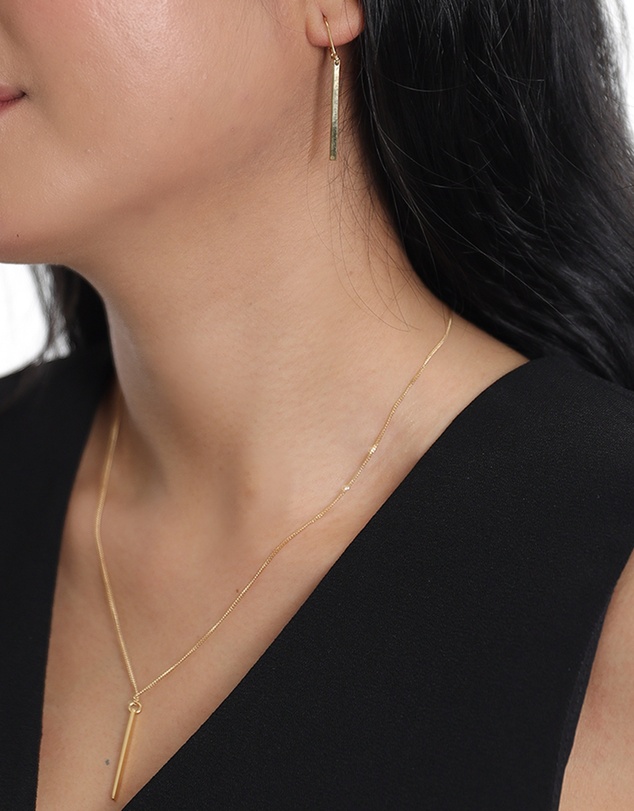 Elli Jewelry - Jewelry Set Bar Design 925 Sterling Silver Gold-Plated