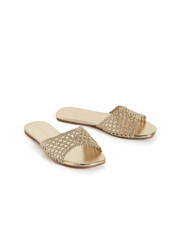 City Chic - Wide Fit Weave Flat Slide