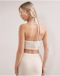 Dazie - Mirage Cross Front Halter Crop Top