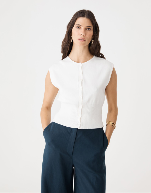 Forcast - Faye Sleeveless Button Up Knit