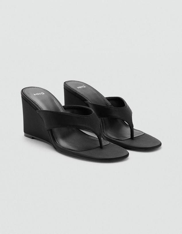 M.N.G - Satin Strap Wedge Sandals