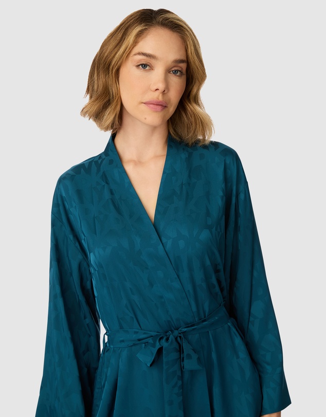 DKNY - Logo Satin Midi-Length Belted Lounge Robe