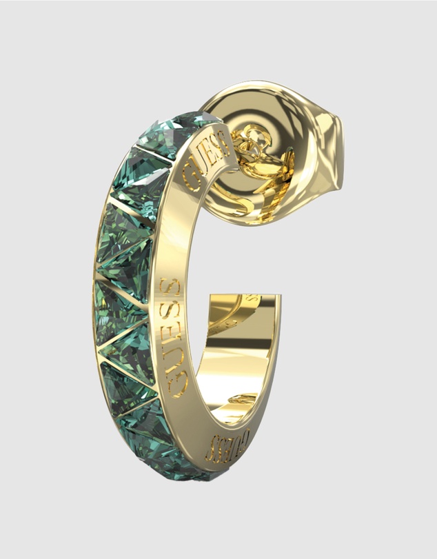 GUESS - Gold-Tone Green Trinity Hoop Earrings