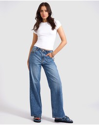 ONE TEASPOON - Jackson Mid Waist Wide Leg Denim Jeans
