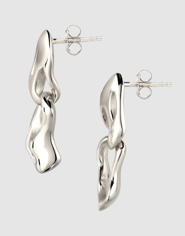 Elli Jewelry - Molten Link Stud Earrings in 925 Silver
