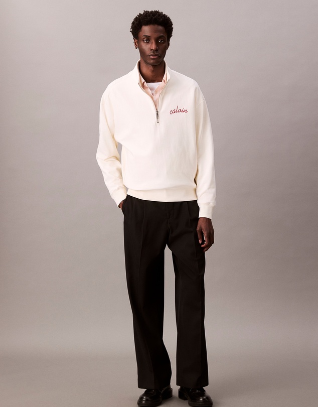 Calvin Klein Jeans - Embroidered Logo French Terry Quarter Zip Sweatshirt