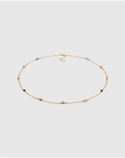 Elli Jewelry - Multicolour Agate Bead Choker Necklace in Gold-Plated 925 Silver