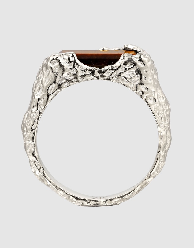 Kuzzoi - ICONIC EXCLUSIVE - Molten Tiger Eye Signet Ring in 925 Silver
