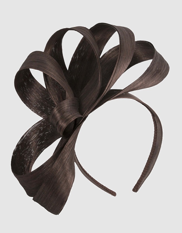 Fillies Collection - Brown Silk Abaca Loops Racing Fascinator