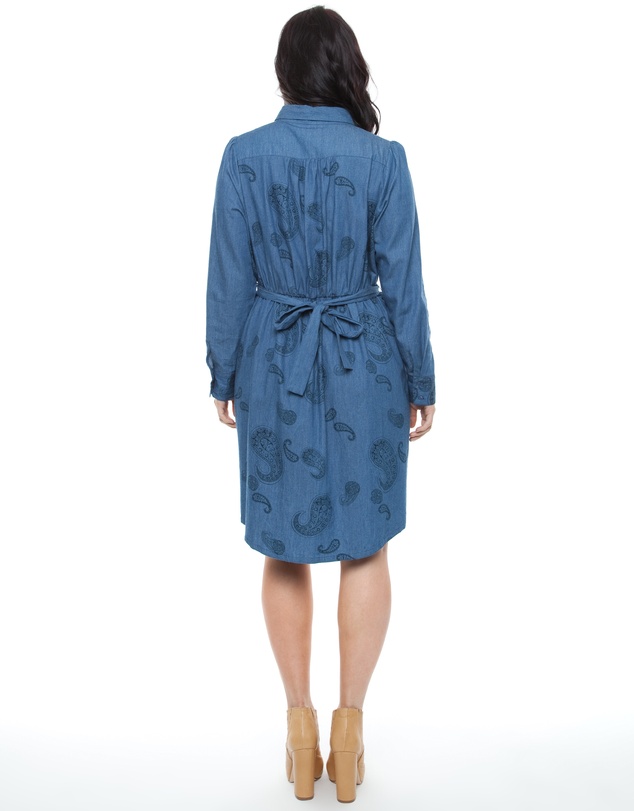 17 Sundays - Paisley Print Chambray Shirt Dress