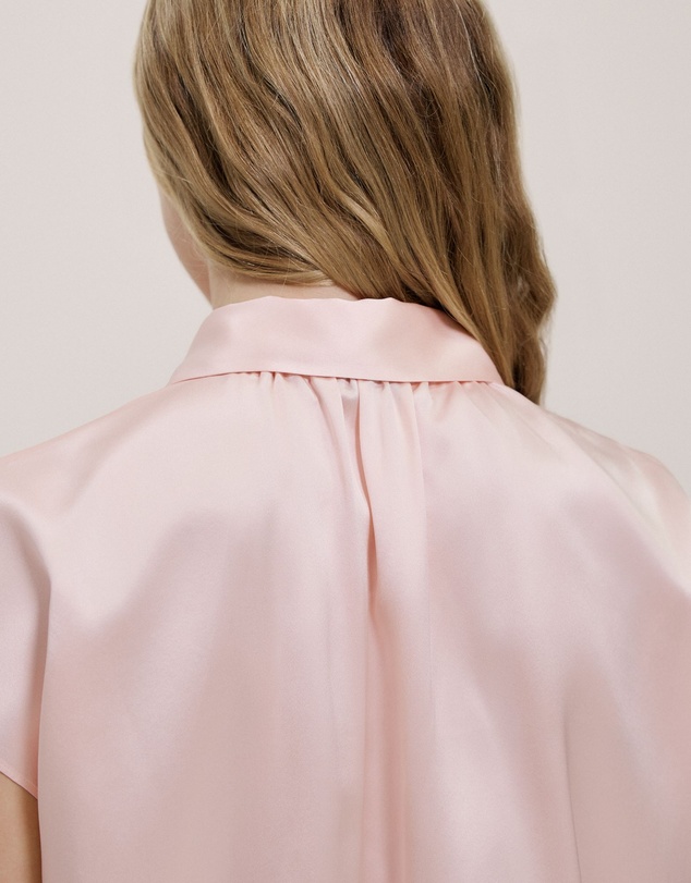 Trenery - Silk Satin Cap Sleeve Shirt in Blossom Pink