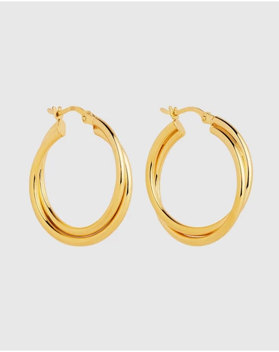 Najo - Duet Yellow Gold Hoop Earrings
