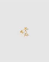 Izoa - Alphabet Mini Letter F Stud Earrings Gold