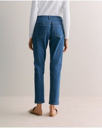 Trenery - Cotton Blend Boyfriend Jean in Mid Blue Denim