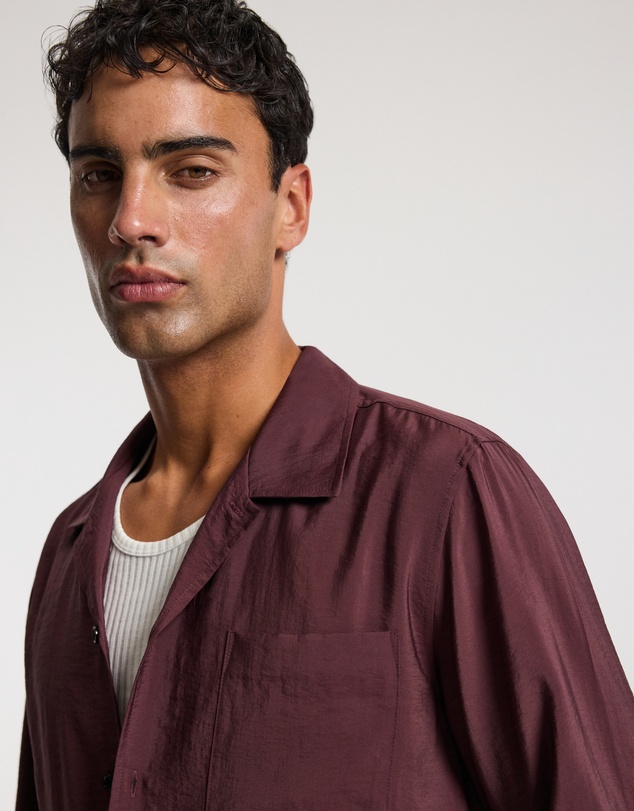 Calibre - Camp Collar Long Sleeve Shirt Oxblood