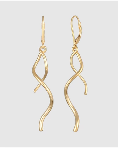 Elli Jewelry - Spiral Wave Drop Earrings in Gold-Plated 925 Silver