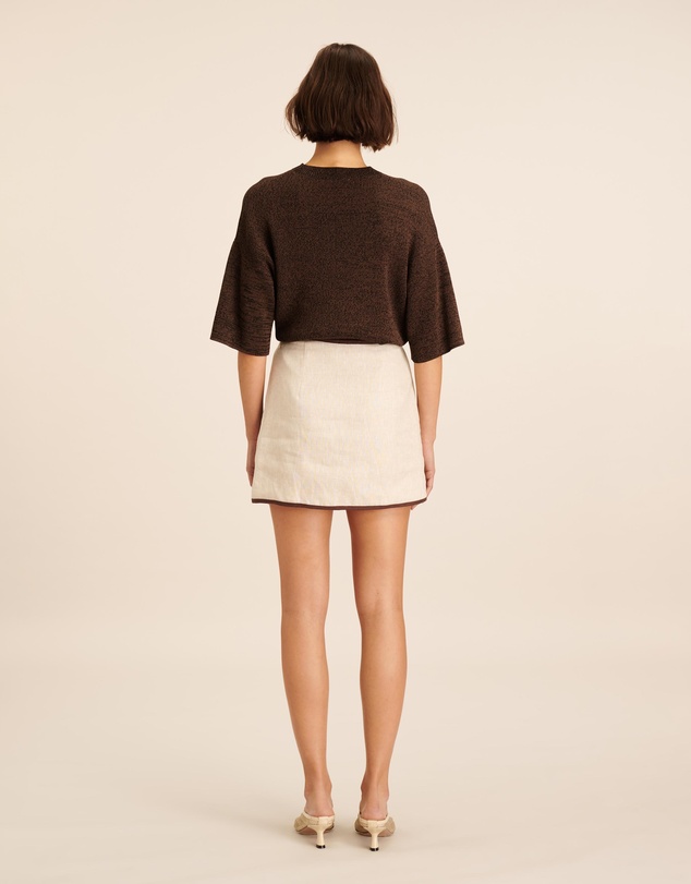 AERE - Linen Contrast Bind Mini Skirt