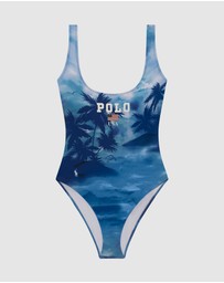 Polo Ralph Lauren - Printed Polo USA Scoop Neck Tank Swimsuit