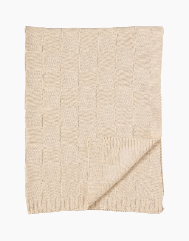 Living Textiles - Pram Knitted Blanket - Checkered Sand