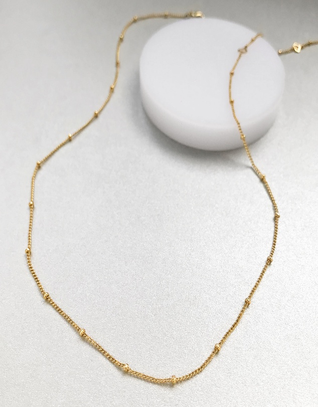 Wanderlust + Co - Beaded Chain Gold Necklace