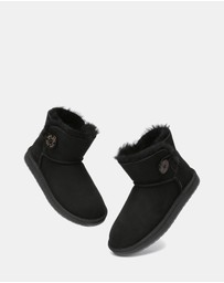 EVERAU - Australian Shepherd Ugg Mini Button Sheepskin Upper UGG Boots