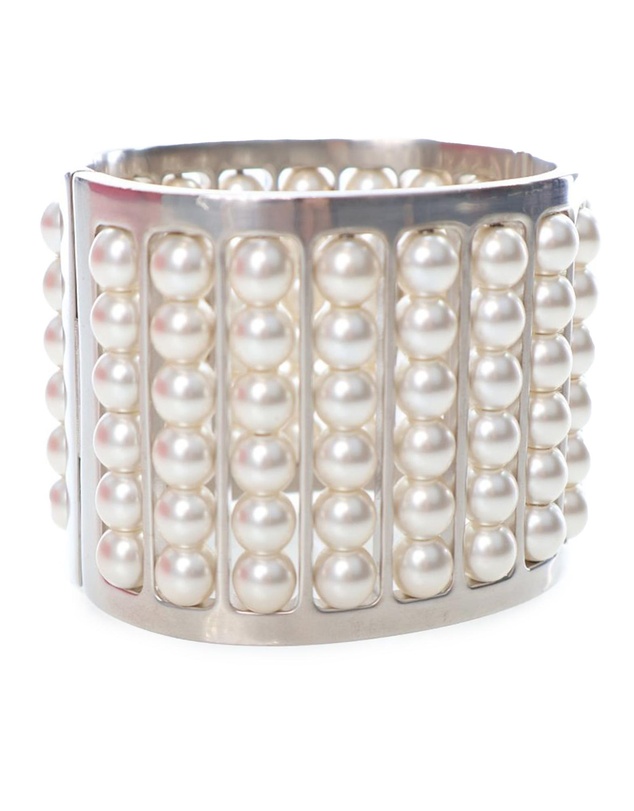 Pre-Loved by Azura Reborn - Pre-Loved Silver Plated Wide Pearl Cuff Bracelet