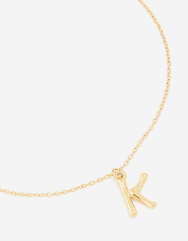 Lovisa - Waterproof Gold Plated Stainless Steel Bamboo Letter K Necklace