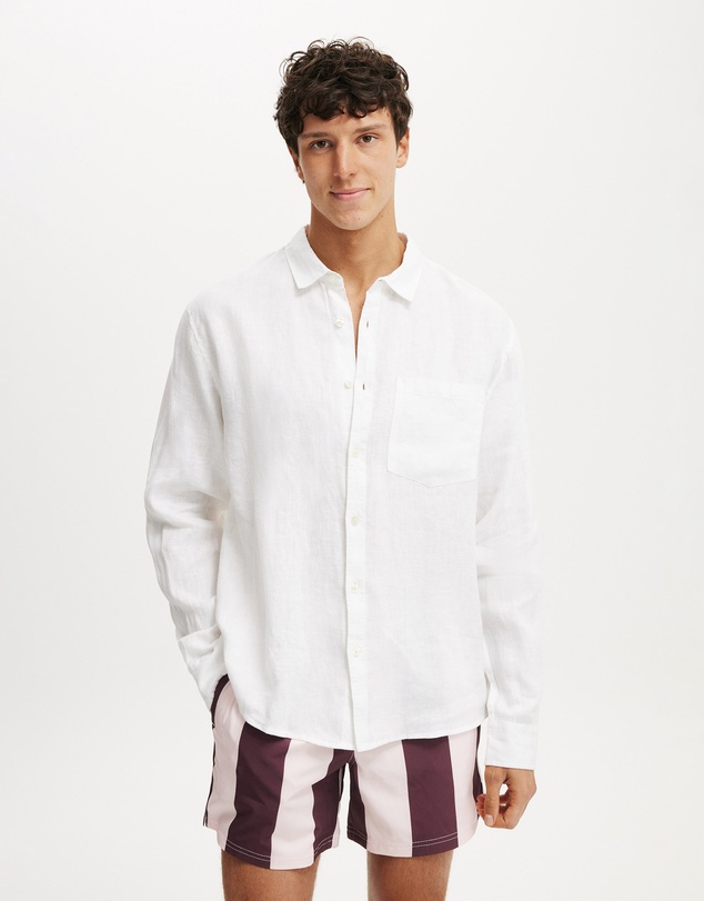 Cotton On - Relaxed Linen Long Sleeve Shirt