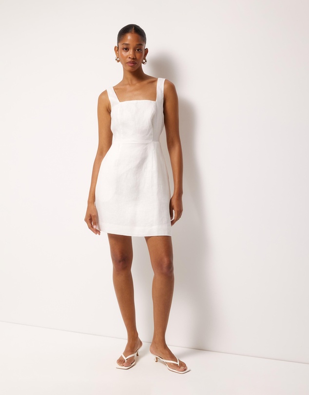 AERE - Kaili Linen Square Neck Mini Dress