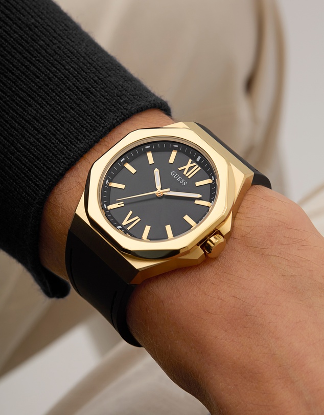 GUESS - Guess Men's Black Gold Tone 41.5mm Analogue Watch