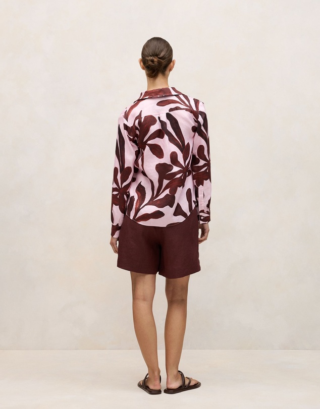 Trenery - Wakame Linen Long Sleeve Shirt in Light Pink