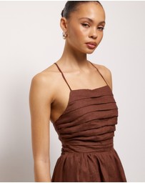 AERE - Irisa Linen Tie Back Midi Dress