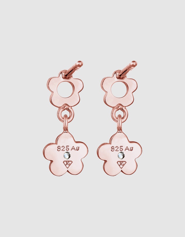 Elli Jewelry - Crystal Rose Kids Stud Earrings in Rose Gold-Plated 925 Silver