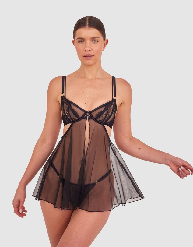 Bras N Things - Night Games Eyes On Me Unlined Babydoll Bra - Black