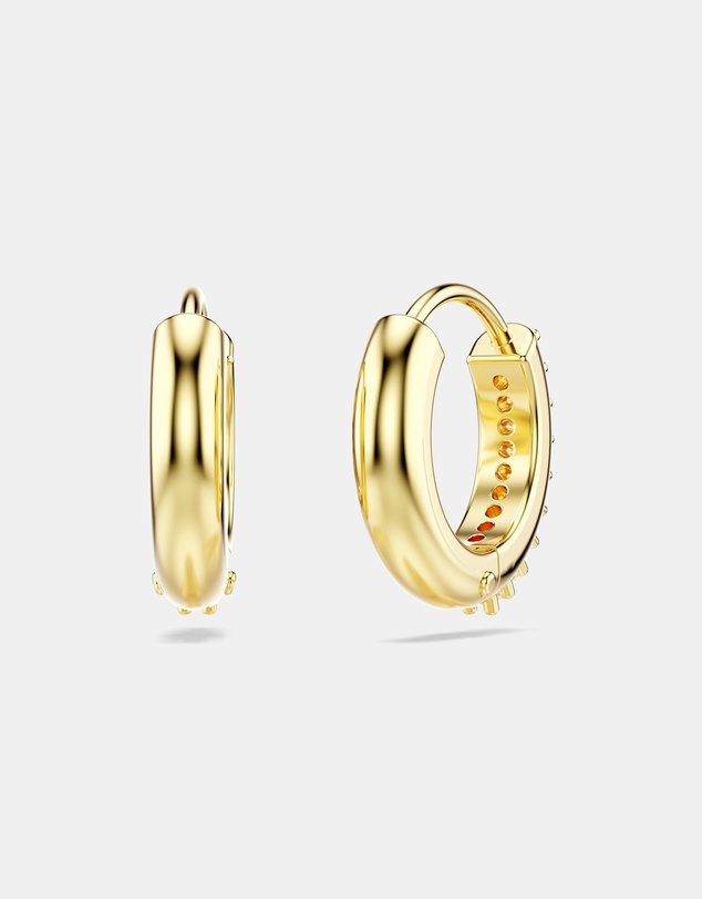 Swarovski - Matrix hoop earrings, Round cut, White, Gold-tone plated
