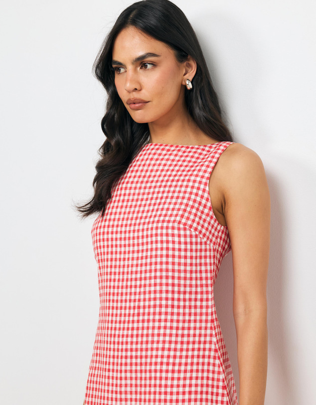 AERE - Inka Linen Gingham Mini Dress