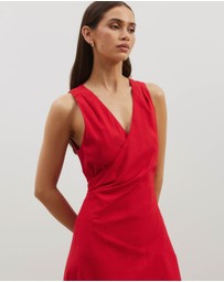Atmos&Here - Stephanie Linen Blend Wrap Front Midi Dress