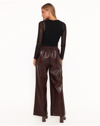 Petal & Pup - Saffron Vegan Leather Wide Leg Pant - Burgundy