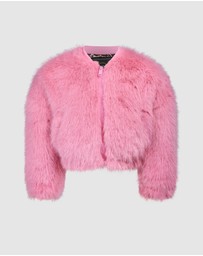 Rock Your Kid - Faux Fur Bomber Jacket In Dusty Pink