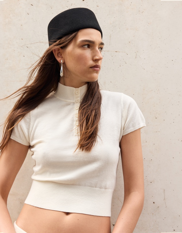 Minima Esenciales - Zoa Cotton Cashmere Funnel Neck Knit Top