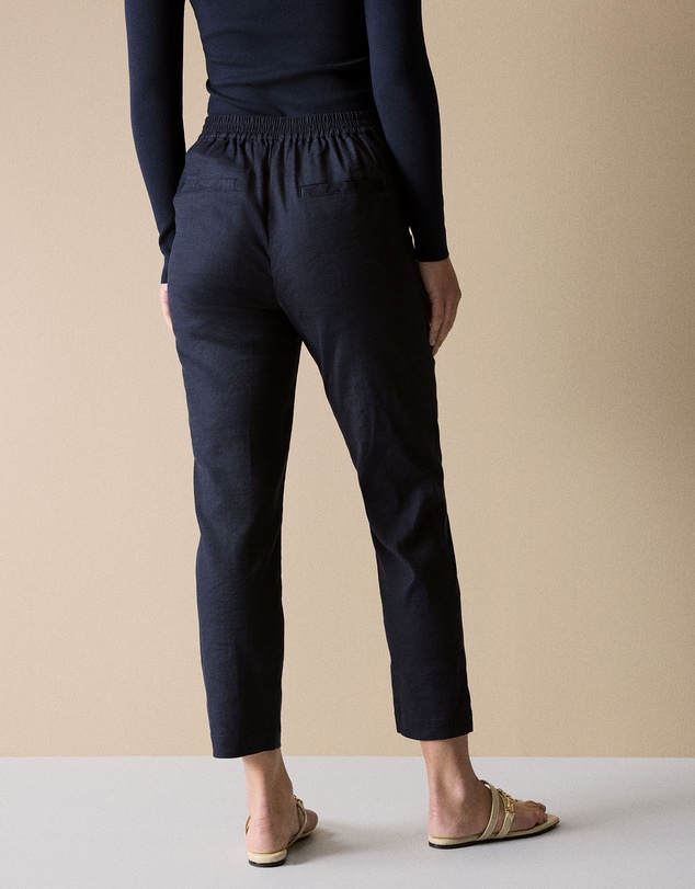 Trenery - Stretch Linen Blend Pull On Pant in Night Sky