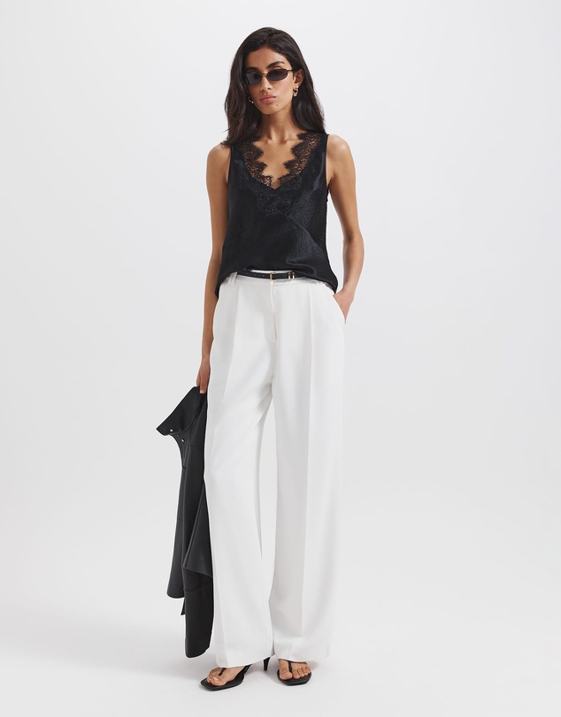 SABA - Ivana Crinkle Lace Detail Tank