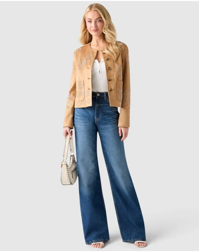 GUESS - High-Rise Palazzo Wide Leg Jeans